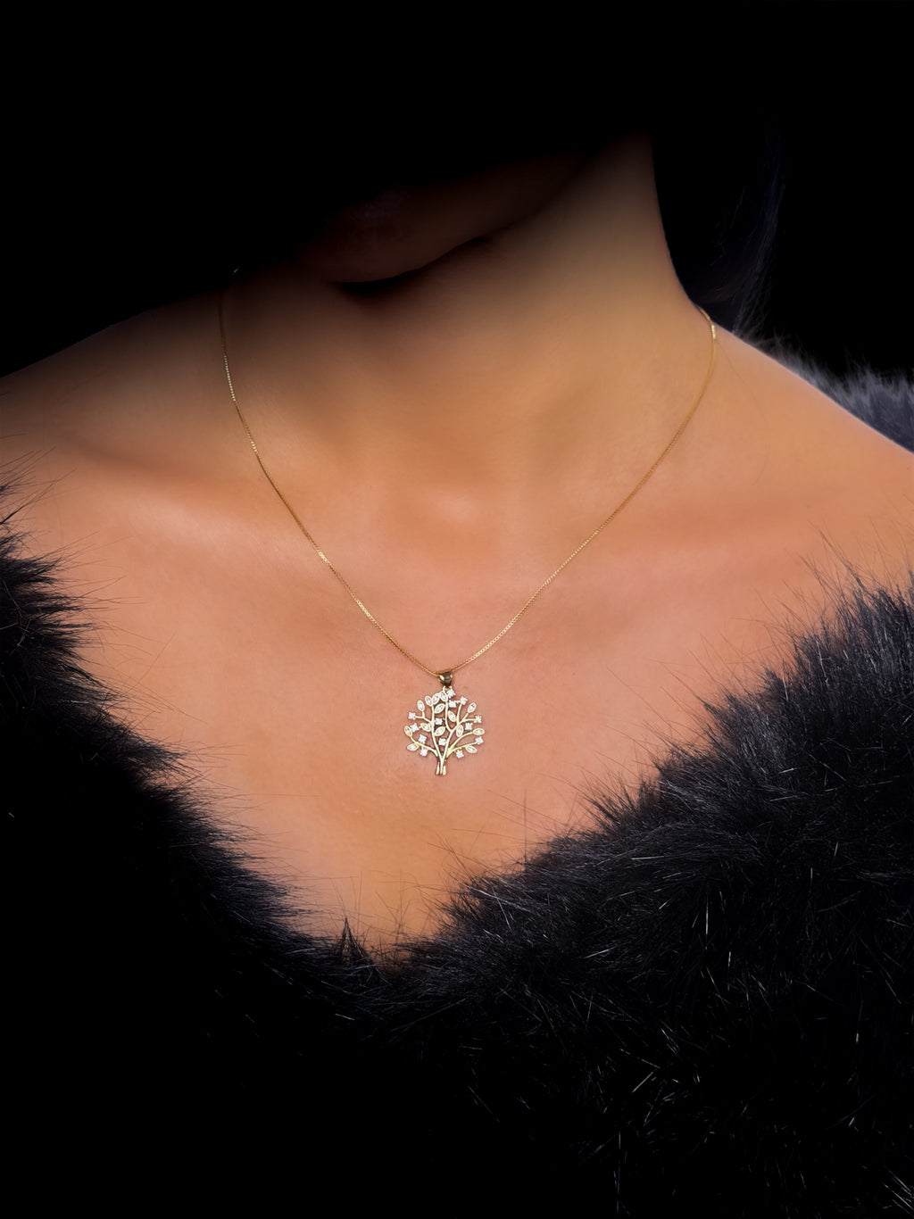 Arbre de Vie Éclat – Halskette mit Lebensbaum und Zirkonia