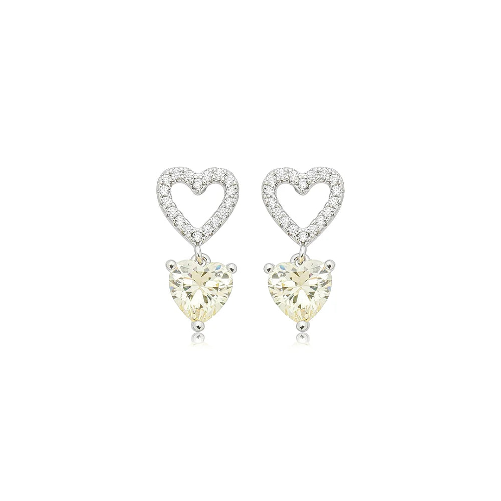 Yellow Fancy Heart Ohrringe