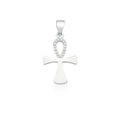 Ankh Kreuz Halskette mit weißen Zirkonia – 925 Silber rhodiniert - Maison Venus Noir