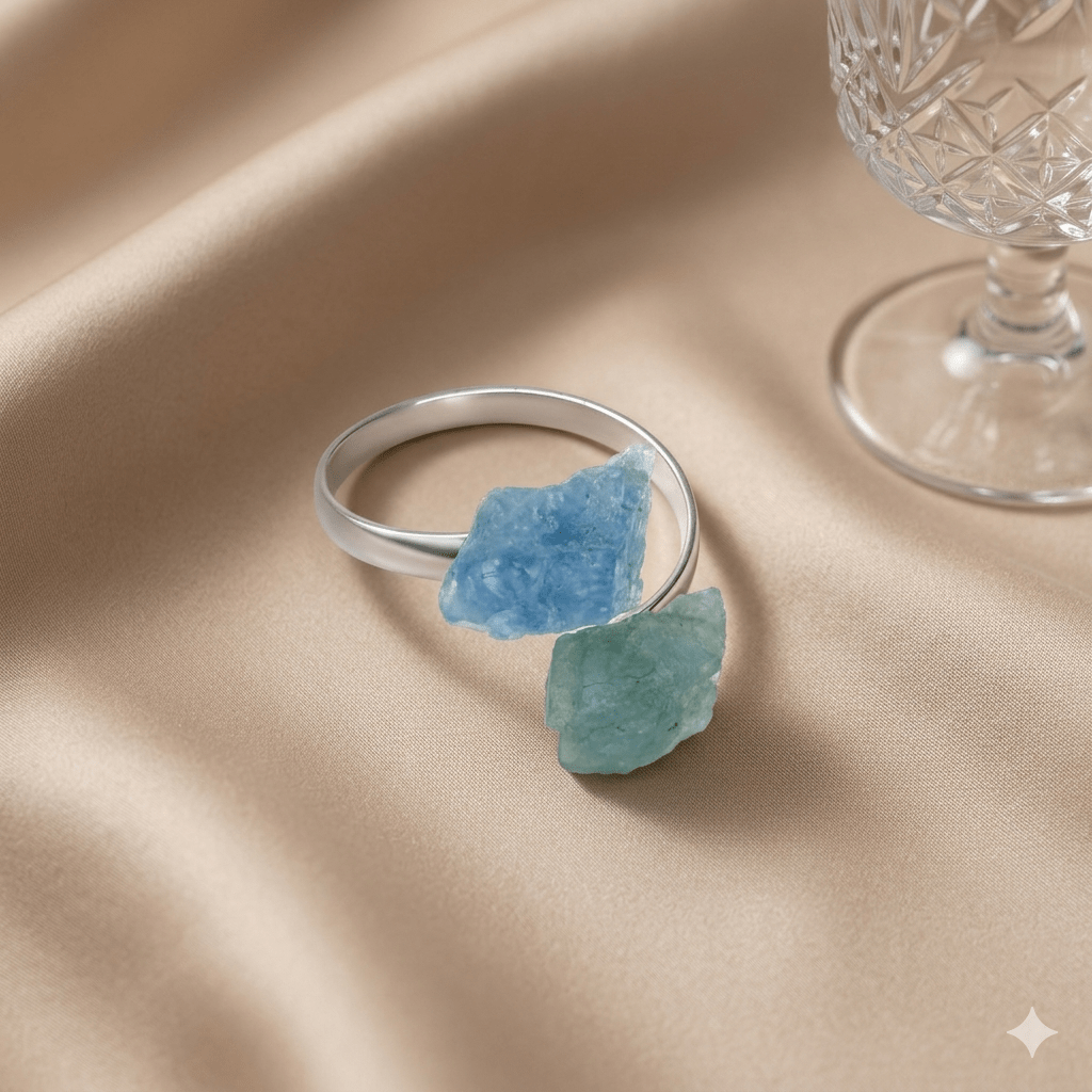 Aquamarin-Ring Mer Calme - Maison Venus Noir