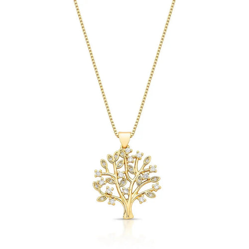 Arbre de Vie Éclat – Halskette mit Lebensbaum und Zirkonia - Maison Venus Noir