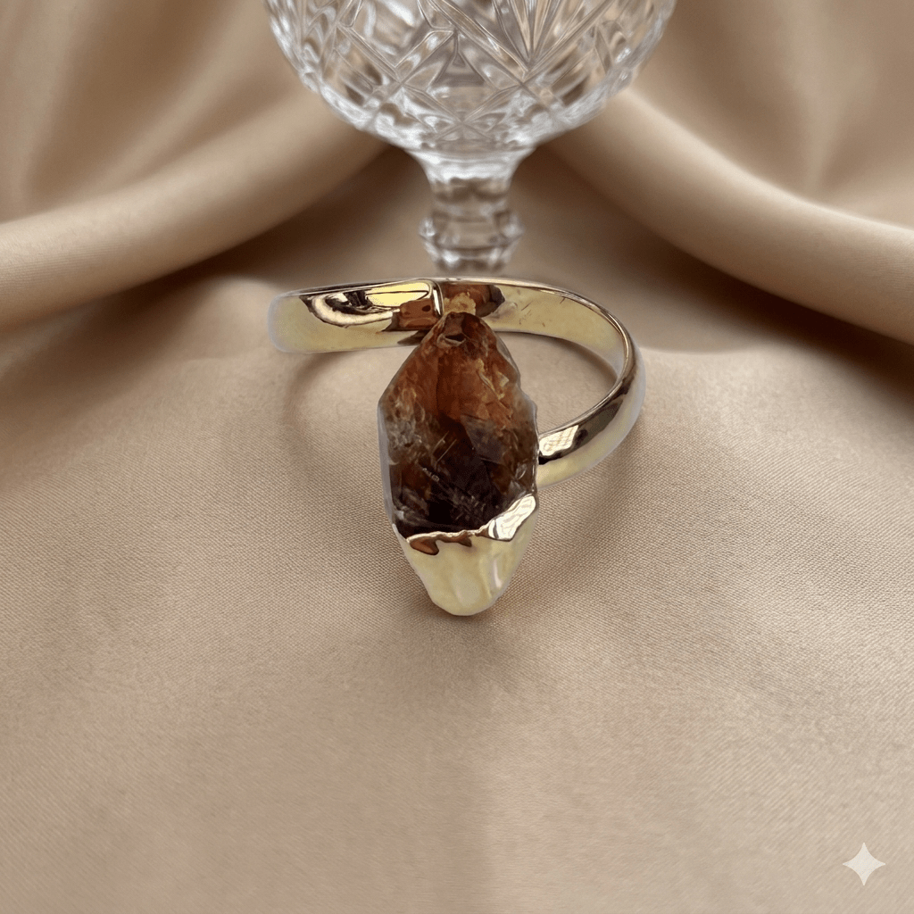 Citrin-Ring Lumière Dorée - Maison Venus Noir