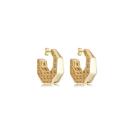 Golden Crystal Hoop Ohrringe - Maison Venus Noir