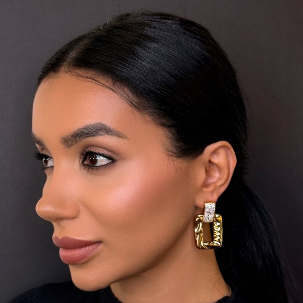 Golden Crystal Radiance Earrings - Maison Venus Noir