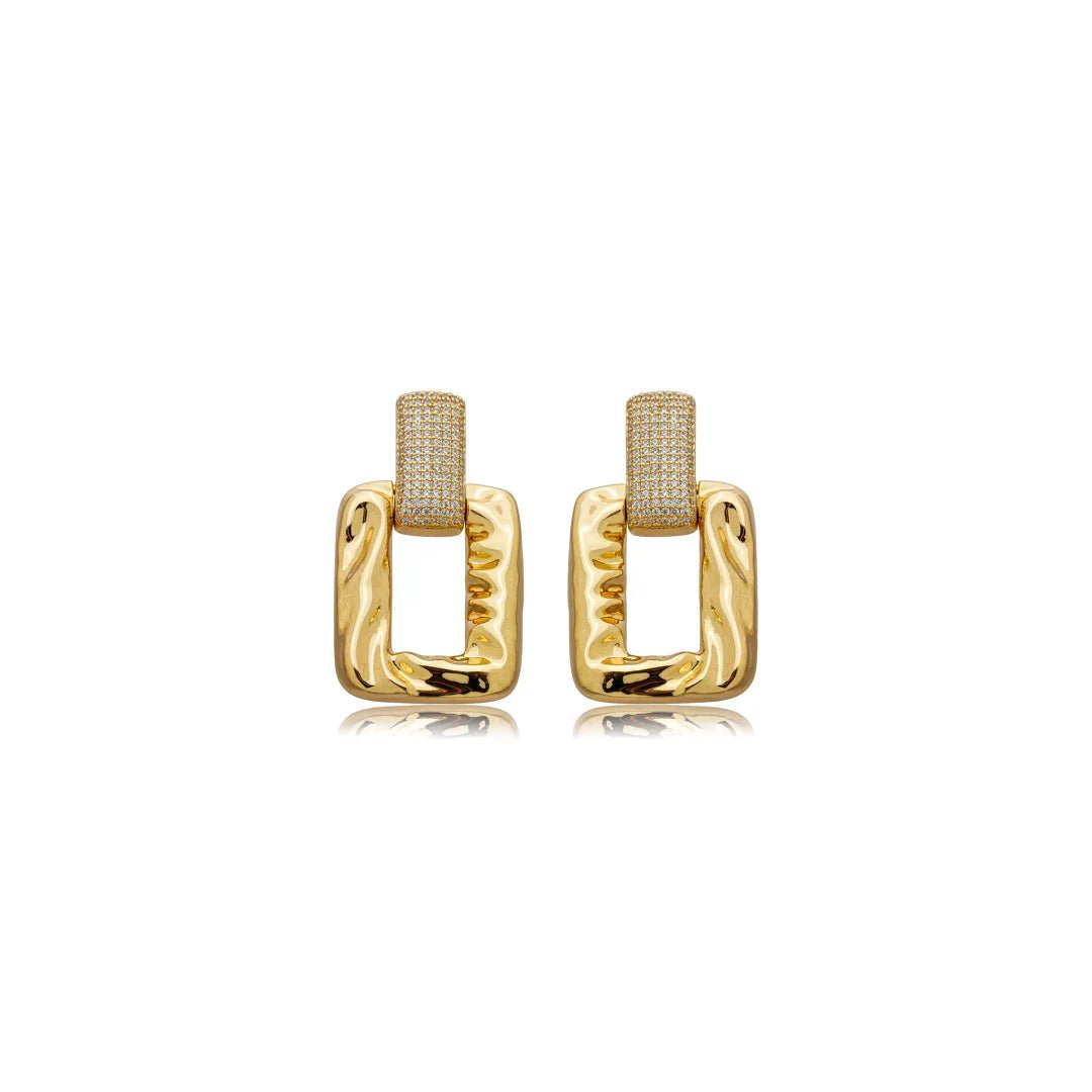 Golden Crystal Radiance Earrings - Maison Venus Noir