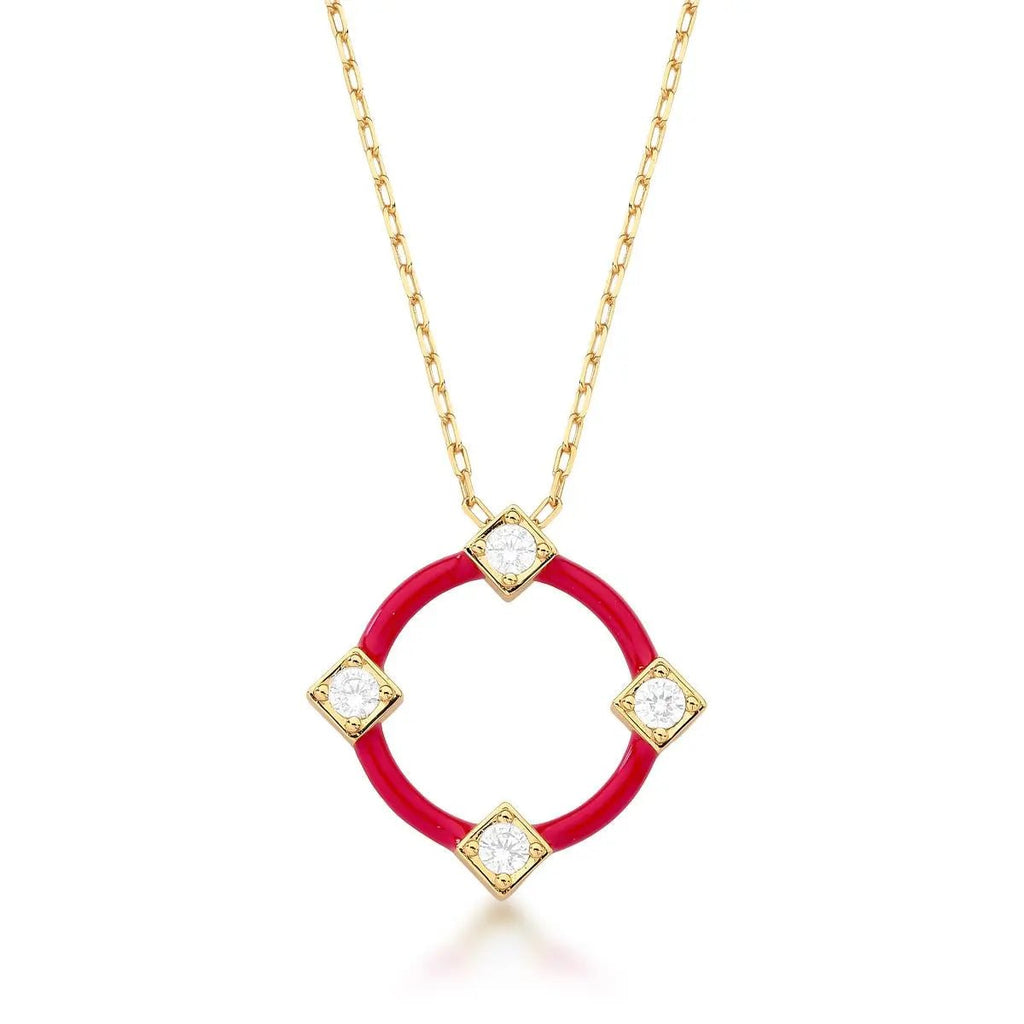 Orion Rouge – Halskette mit rotem Emaille - Anhänger - Maison Venus Noir